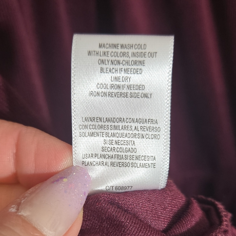 Melonie T Burgundy V-Neck Tiered Corduroy Dress Size 14 - Picture 8 of 8